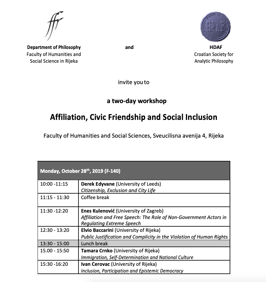 Workshop ‘Affiliation, Civic Friendship and Social Inclusion’